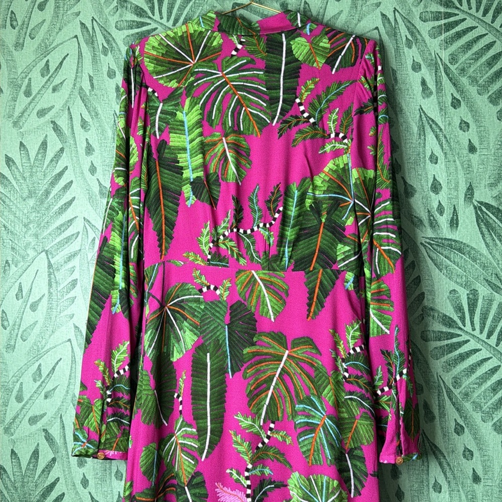 Farm Rio Pink Leaves Maxi dress sz S - Picture 13 of 14